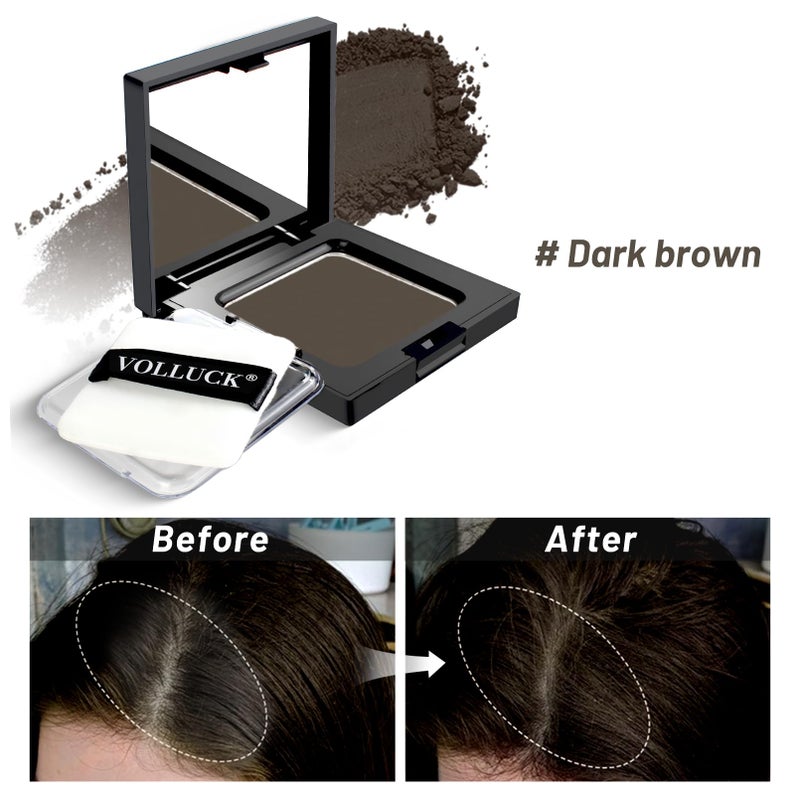 VOLLUCK Root Touch Up Powder, Instantly Cover Gray Hairline Powder, Root Touch Up powder for Women & Men,Bald Spots, Eyebrows (Dark Brown, 0.42 Ounce (Pack of 1)) - Image 3